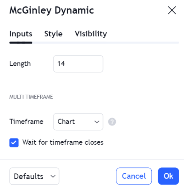 McGinley Dynamic Settings
