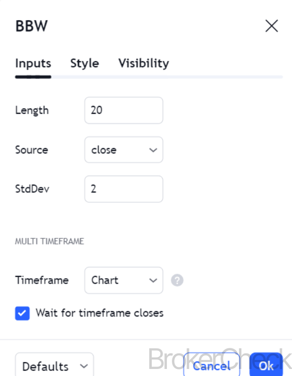 Bollinger Bands Width SetUp