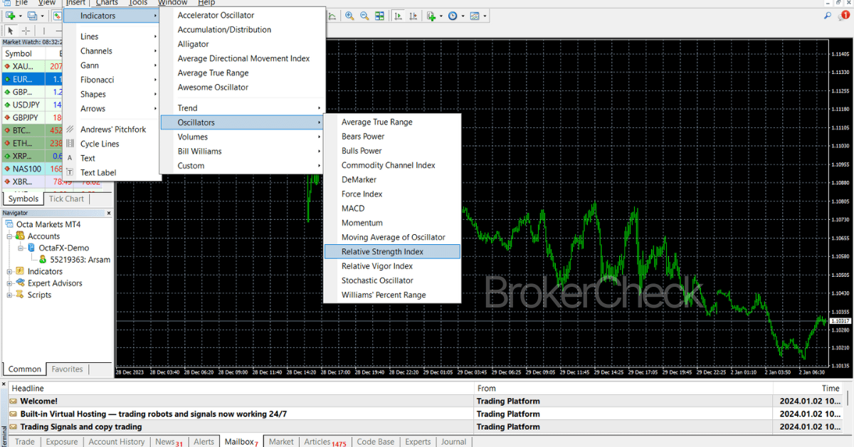 How to setup RSI in MT4