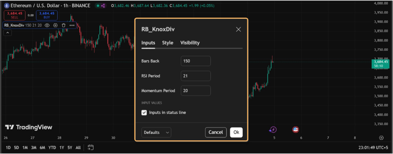 Knoxville Divergence Settings
