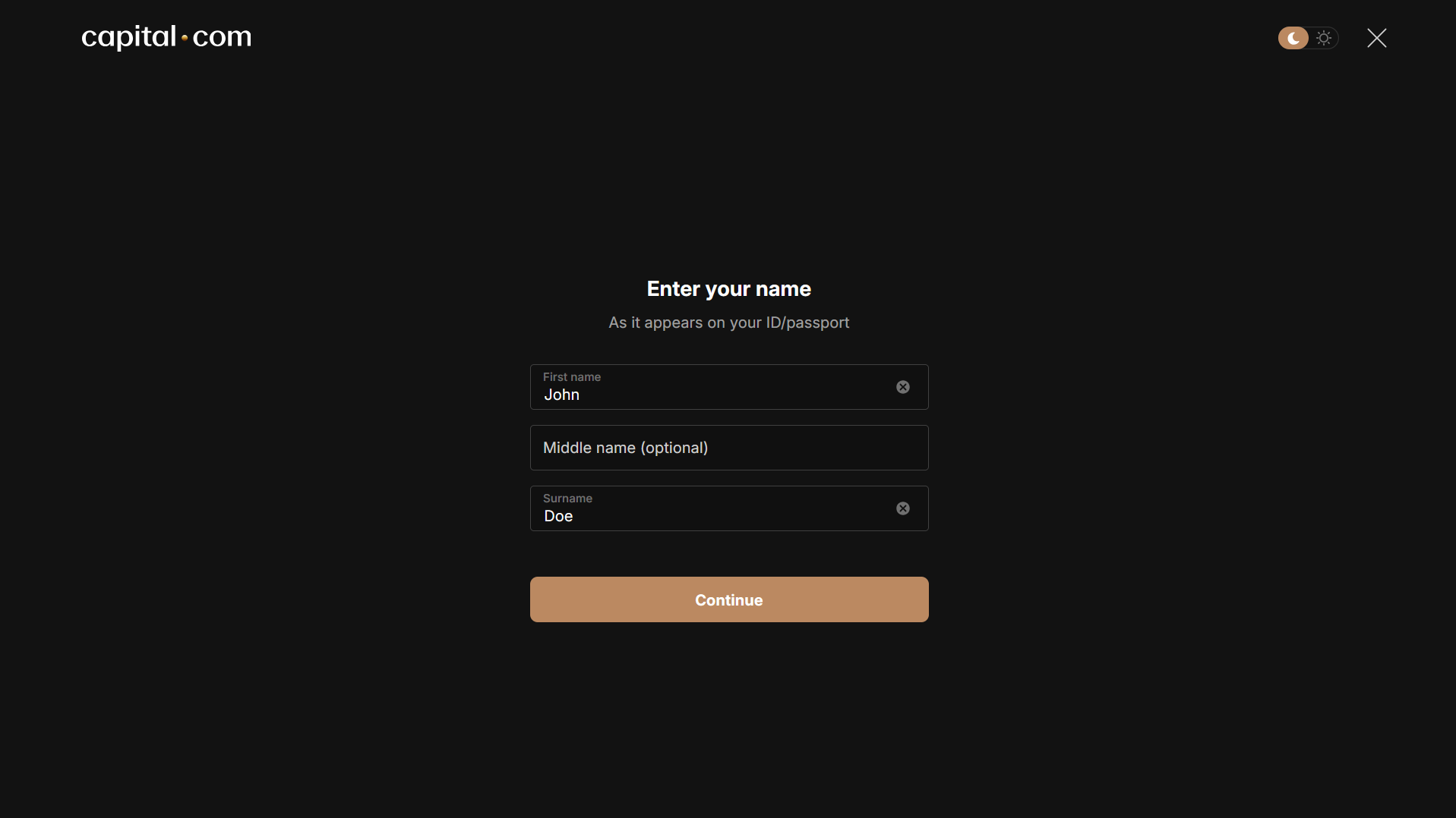 Personal Details Capital.com