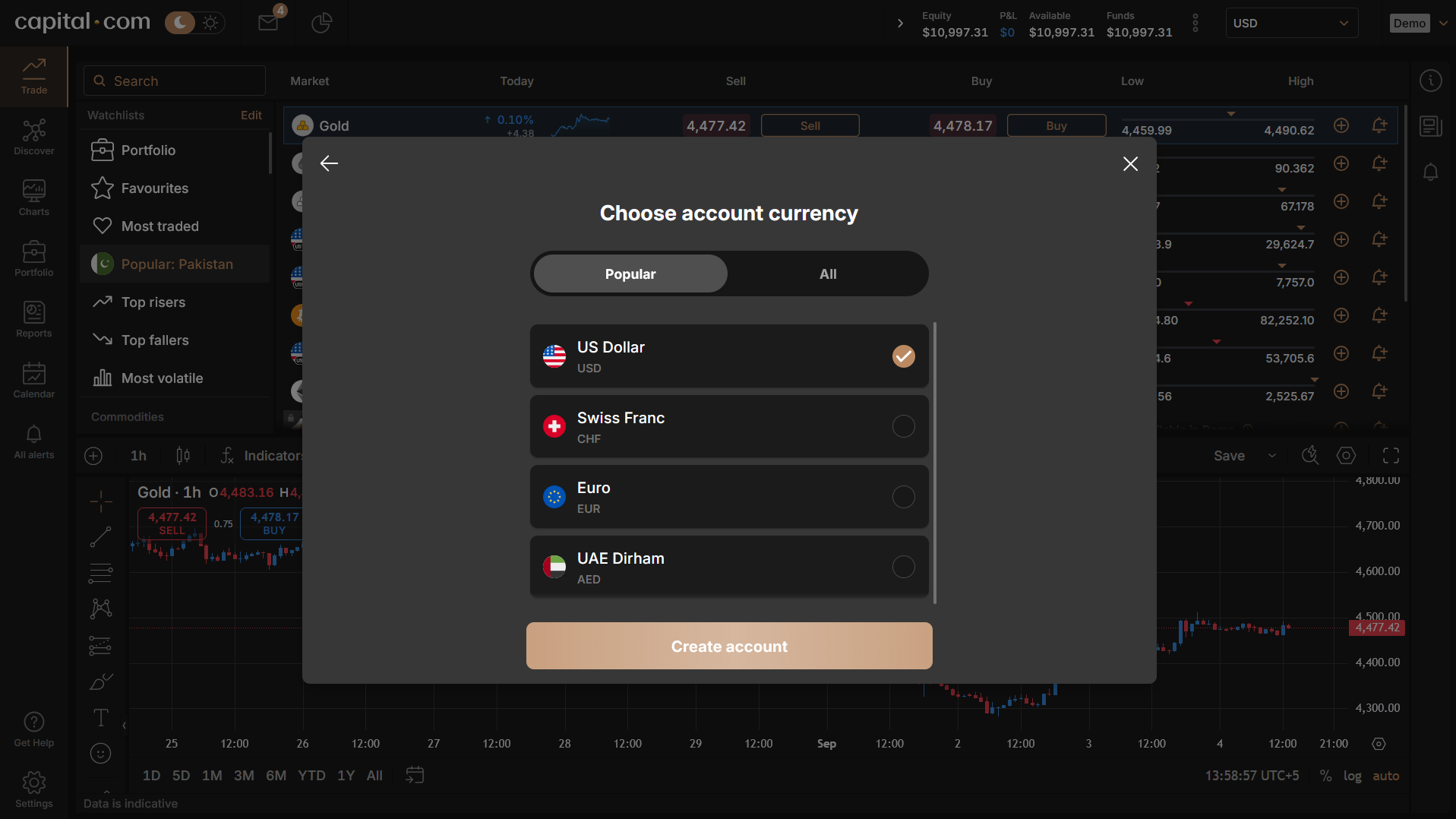 Select Account Currency